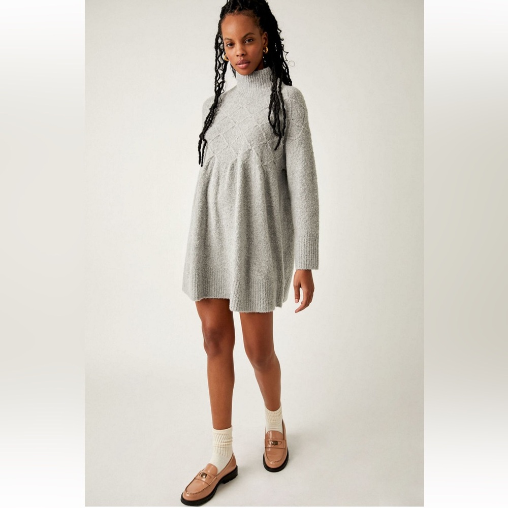 Free People Gray Long Sleeve Dress